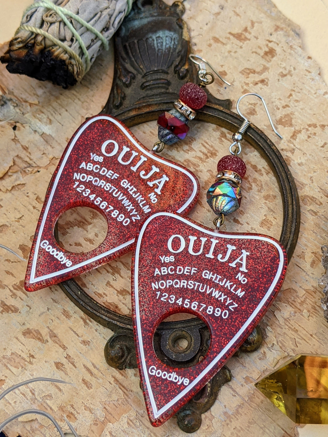 Red Ouija Planchette Earrings