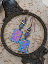 Load image into Gallery viewer, Iridescent Rainbow Metal Tarot Card Earrings