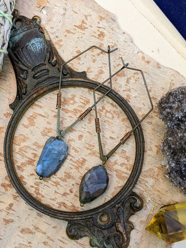 Geometric Diamond Labradorite Earrings 1