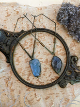 Load image into Gallery viewer, Geometric Diamond Labradorite Earrings 1