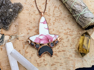 Witches' Tea Party - Cottagecore Ceramic Witch Hat Electroformed Necklace #5