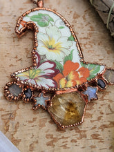 Load image into Gallery viewer, Witches&#39; Tea Party - Cottagecore Ceramic Witch Hat Electroformed Necklace #9