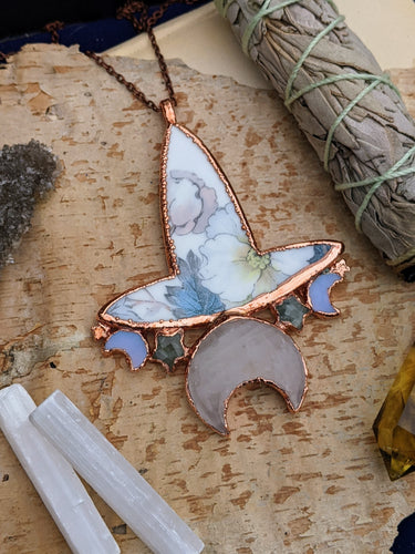 Witches' Tea Party 2022 - Cottagecore Ceramic Witch Hat Electroformed Necklace #10