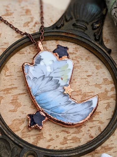Cottagecore Ceramic Ghost Electroformed Necklace #1