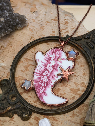 Cottagecore Ceramic Ghost Electroformed Necklace #2
