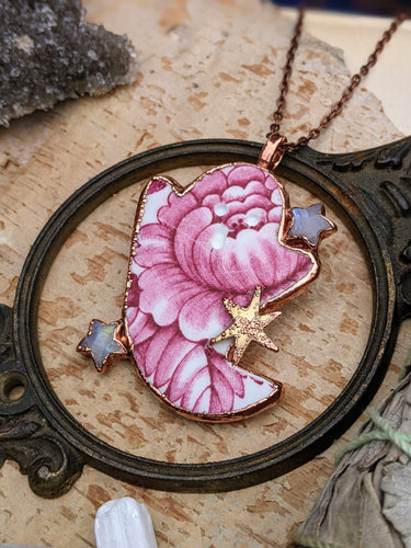 Cottagecore Ceramic Ghost Electroformed Necklace #3