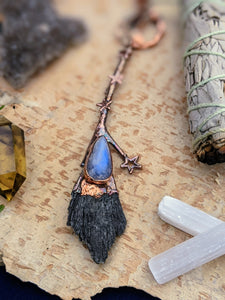 2022 Copper Electroformed Witch Broom Besom Necklace #2