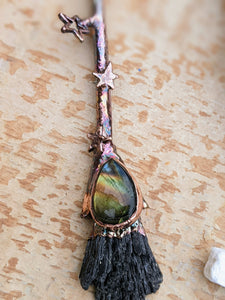 2022 Copper Electroformed Witch Broom Besom Necklace #3
