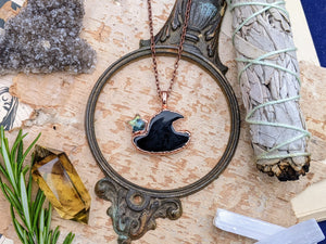 Witches' Tea Party 2022 - Obsidian Witch Hat Electroformed Necklace