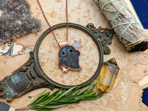 Druzy Ghost Electroformed Necklace #2 - Grey