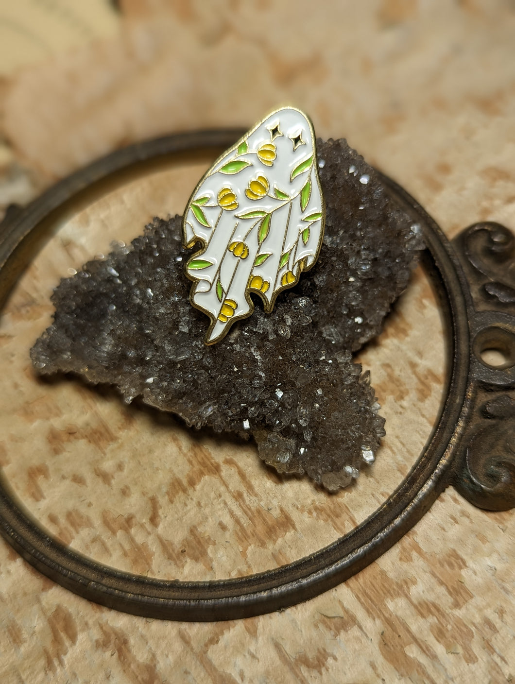 Cottagecore Yellow Floral Ghost Pin