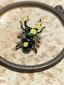 Floral Stag Beetle Pin