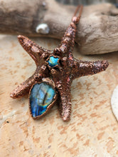 Load image into Gallery viewer, Electroformed Starfish Necklace with Labradorite
