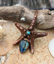 Load image into Gallery viewer, Electroformed Starfish Necklace with Labradorite