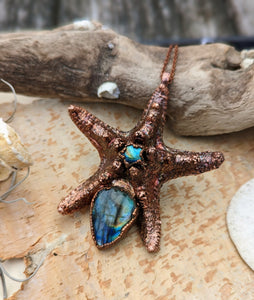 Electroformed Starfish Necklace with Labradorite