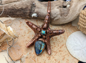 Electroformed Starfish Necklace with Labradorite