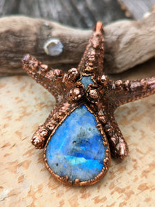 Electroformed Starfish Necklace with Moonstone