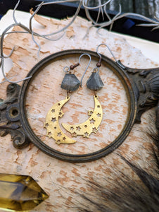 Starry Moon Labradorite Earrings
