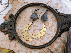 Starry Moon Labradorite Earrings