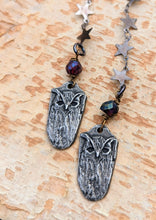 Load image into Gallery viewer, Owls and Stars Shoulder Duster Earrings