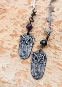 Owls and Stars Shoulder Duster Earrings
