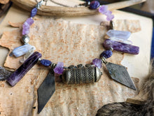 Load image into Gallery viewer, Prayer Box Necklace Set with Amethyst and Lace Agate