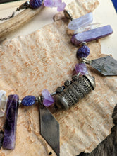 Load image into Gallery viewer, Prayer Box Necklace Set with Amethyst and Lace Agate