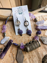Load image into Gallery viewer, Prayer Box Necklace Set with Amethyst and Lace Agate