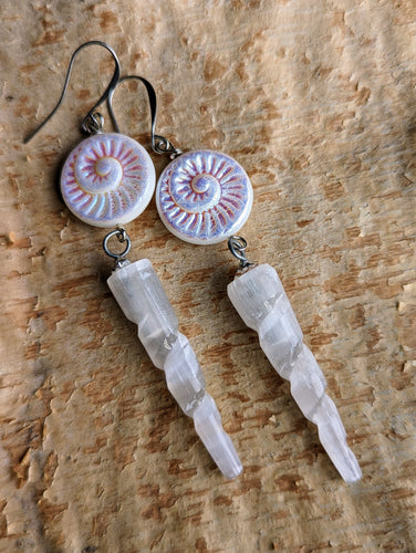 Selenite Unicorn Horn Earrings