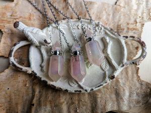 Aura Rose Quartz Perfume Bottle Necklace