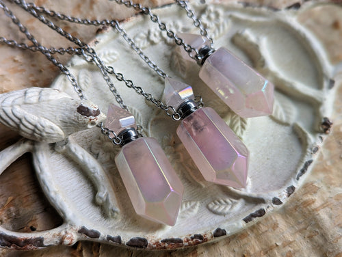 Aura Rose Quartz Perfume Bottle Necklace