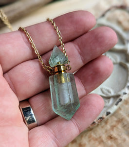 Green Fluorite Perfume Bottle Necklace