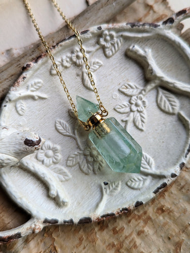 Green Fluorite Perfume Bottle Necklace
