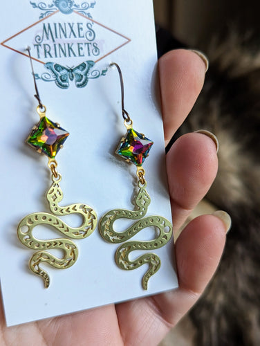 Vitrial Rhinestone Snake Earrings 3