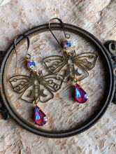 Load image into Gallery viewer, Rhinestone Moon Moth Earrings 3