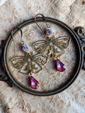 Load image into Gallery viewer, Rhinestone Moon Moth Earrings 3