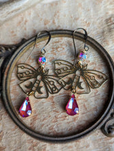 Load image into Gallery viewer, Rhinestone Moon Moth Earrings 3