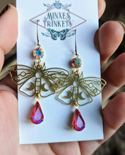 Load image into Gallery viewer, Rhinestone Moon Moth Earrings 3