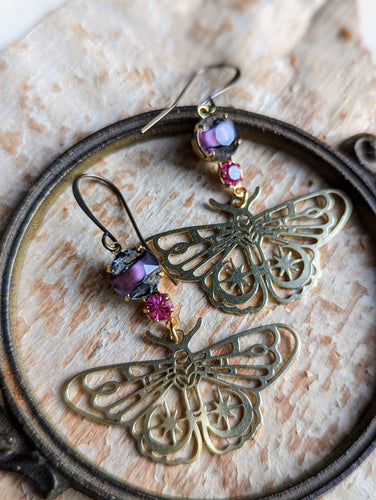 Rhinestone Star Moth Earrings 2