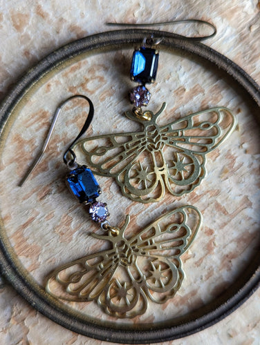 Rhinestone Star Moth Earrings 1