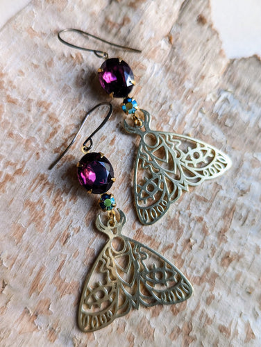 Rhinestone Eye Moth Earrings 3