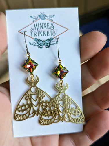 Rhinestone Eye Moth Earrings 2