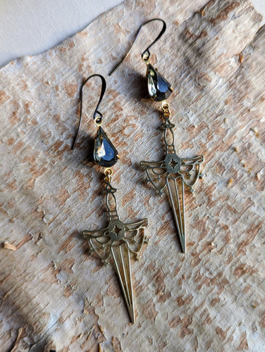 Rhinestone Sword Earrings 2