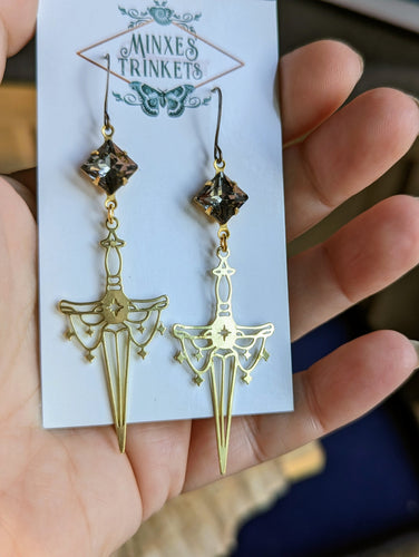 Rhinestone Sword Earrings 1