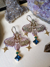 Load image into Gallery viewer, Rainbow Iridescent Rhinestone Moth Earrings 2