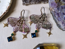 Load image into Gallery viewer, Rainbow Iridescent Rhinestone Moth Earrings 2