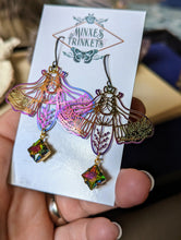 Load image into Gallery viewer, Rainbow Iridescent Rhinestone Moth Earrings 2