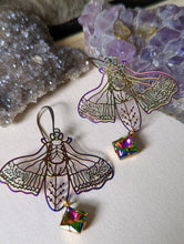 Load image into Gallery viewer, Rainbow Iridescent Rhinestone Moth Earrings 2