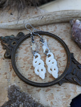 Load image into Gallery viewer, Carved Bone Snake Earrings with Swarovski Crystals