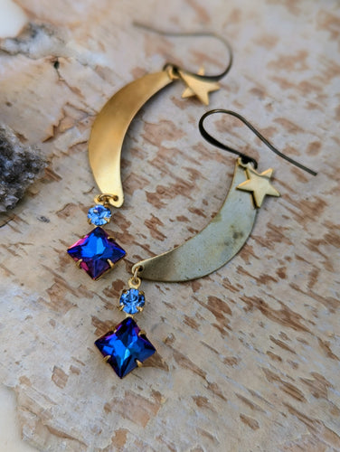 Moon and Stars Rhinestone Earrings